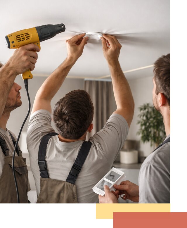 Ремонт прокола полотна натяжного потолка в Озерске