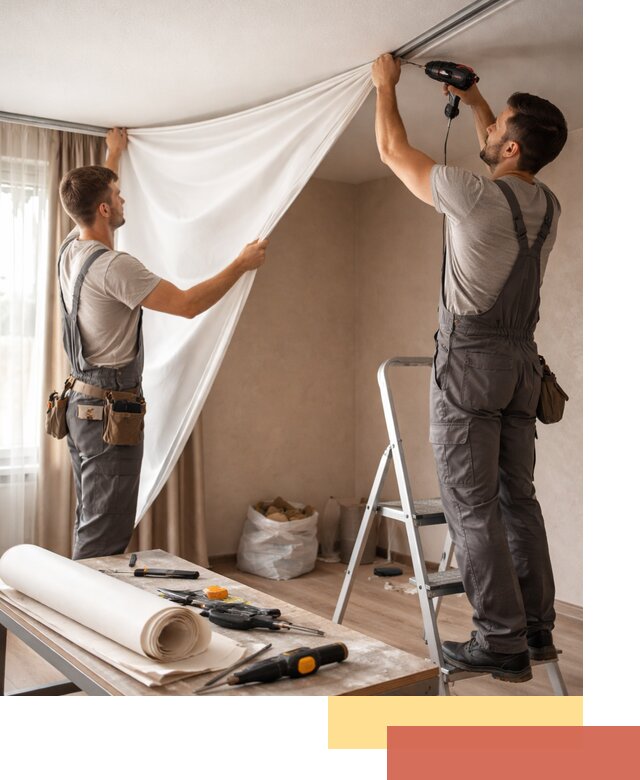 Замена полотна натяжного потолка в Озерске быстро и качественно