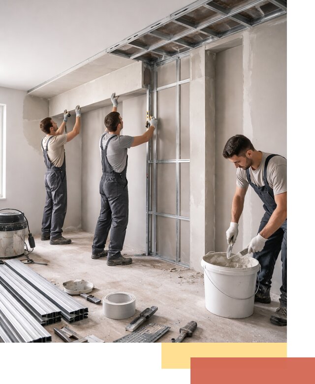 Монтаж потолка из гипсокартона с нишей в Озерске