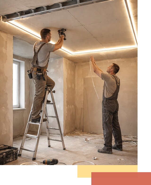 Потолок из гипсокартона с подсветкой в Озерске