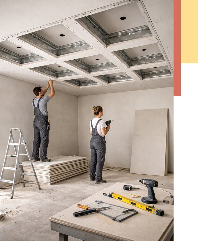 Кессонный потолок из гипсокартона в Озерске от 1876 руб. — монтаж и под ключ | ОТДЕЛОЧНИК-Озр