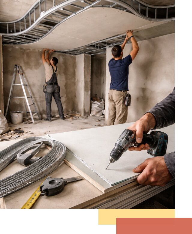 Криволинейный потолок из гипсокартона в Озерске — монтаж и отделка