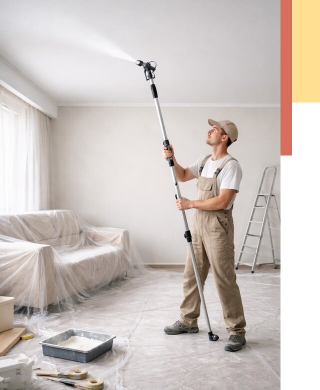 Покраска потолка краскопультом в Озерске от 4564 руб. быстро и недорого | ОТДЕЛОЧНИК-Озр